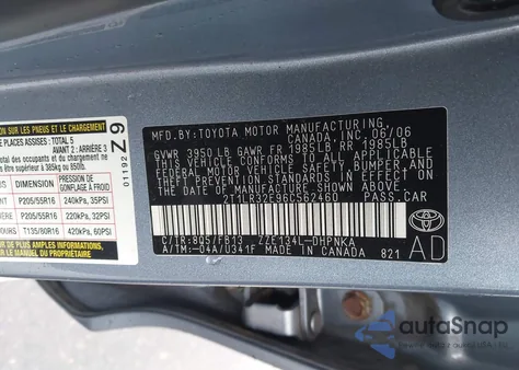 2006 Toyota Matrix Xr from USA, damaged, VIN 2T1LR32E96C562460